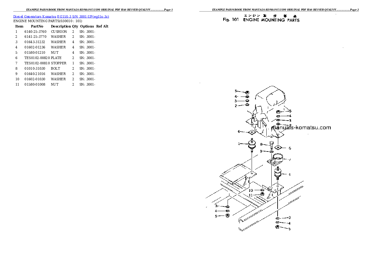 EG15S-3 S/N 3001-UP Partsbook