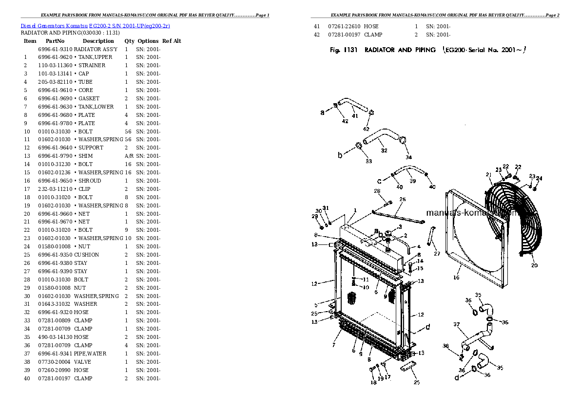 EG200-2 S/N 2001-UP Partsbook