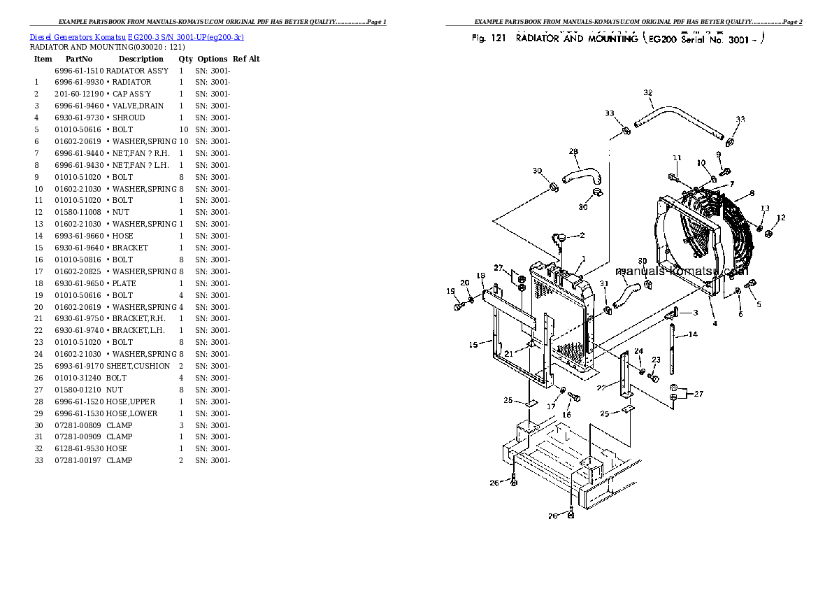 EG200-3 S/N 3001-UP Partsbook