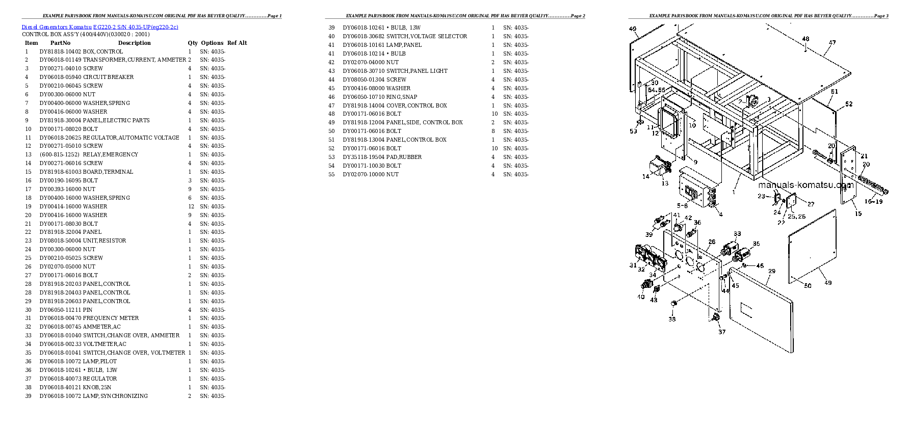 EG220-2 S/N 4035-UP Partsbook