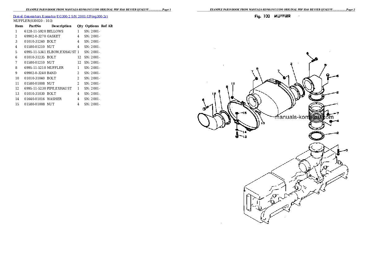 EG300-2 S/N 2001-UP Partsbook