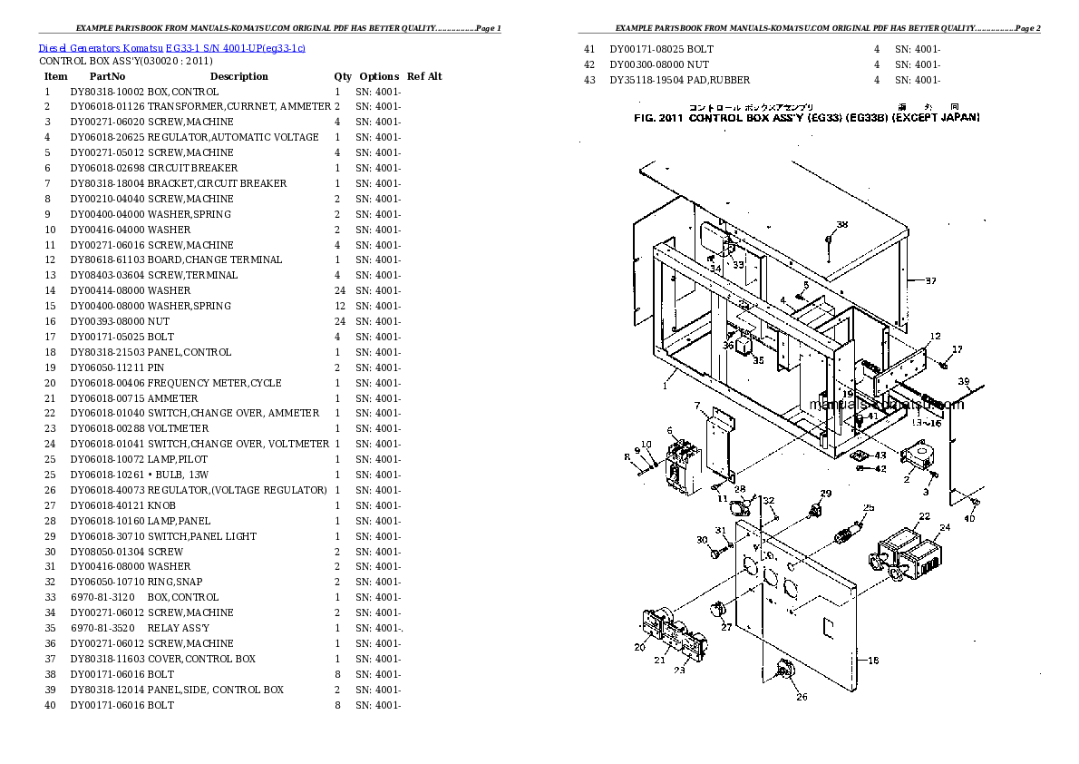 EG33-1 S/N 4001-UP Partsbook