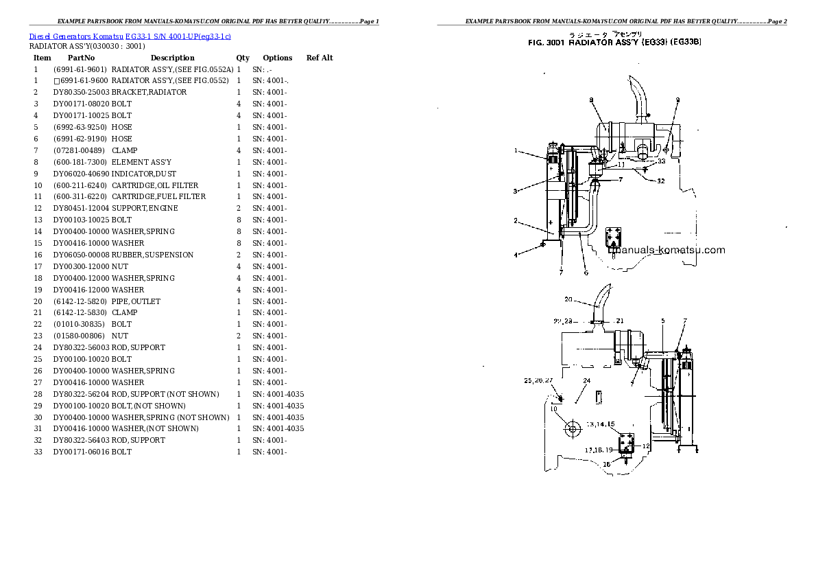 EG33-1 S/N 4001-UP Partsbook