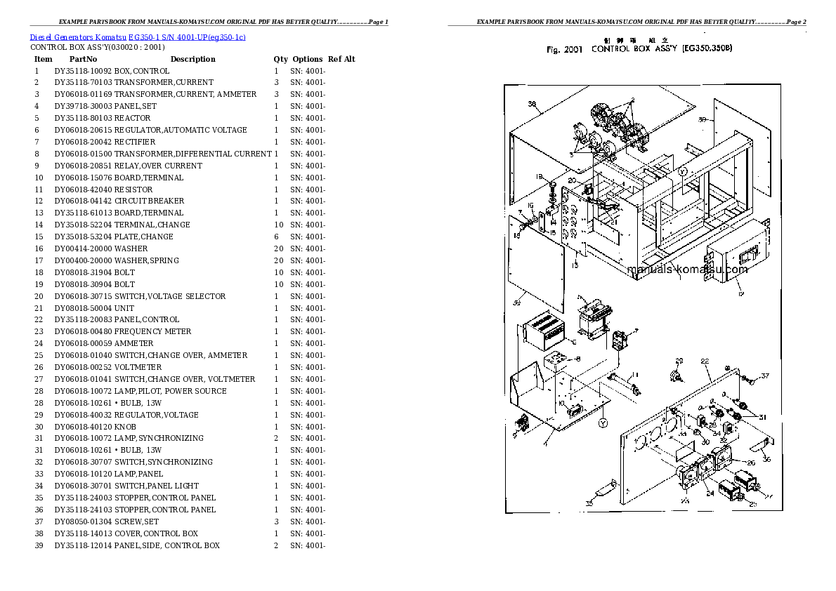 EG350-1 S/N 4001-UP Partsbook