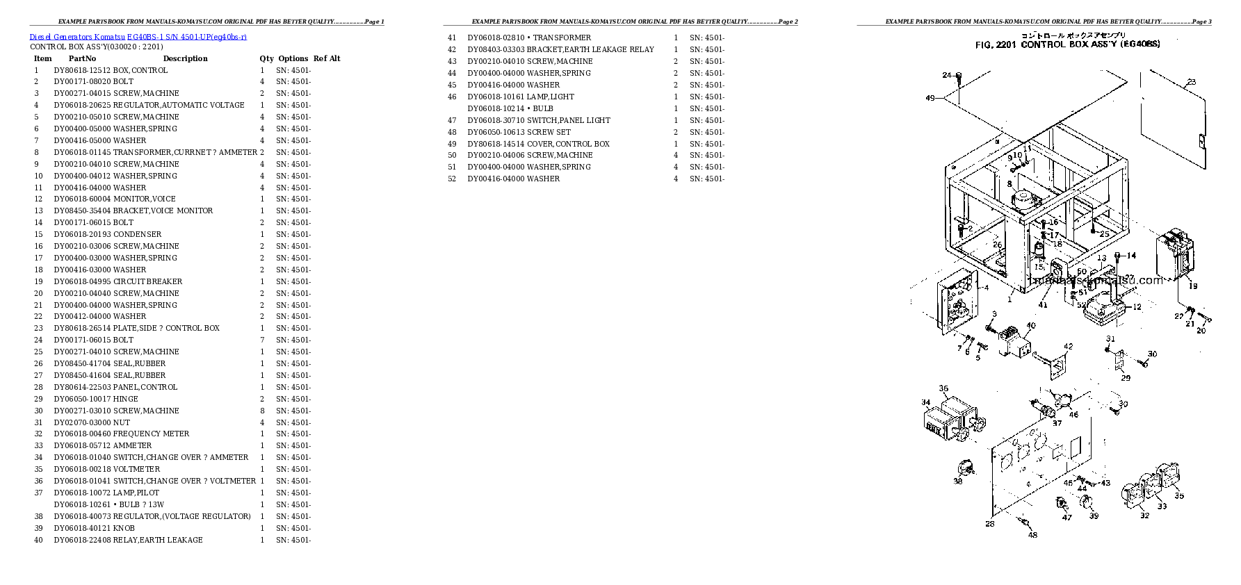 EG40BS-1 S/N 4501-UP Partsbook