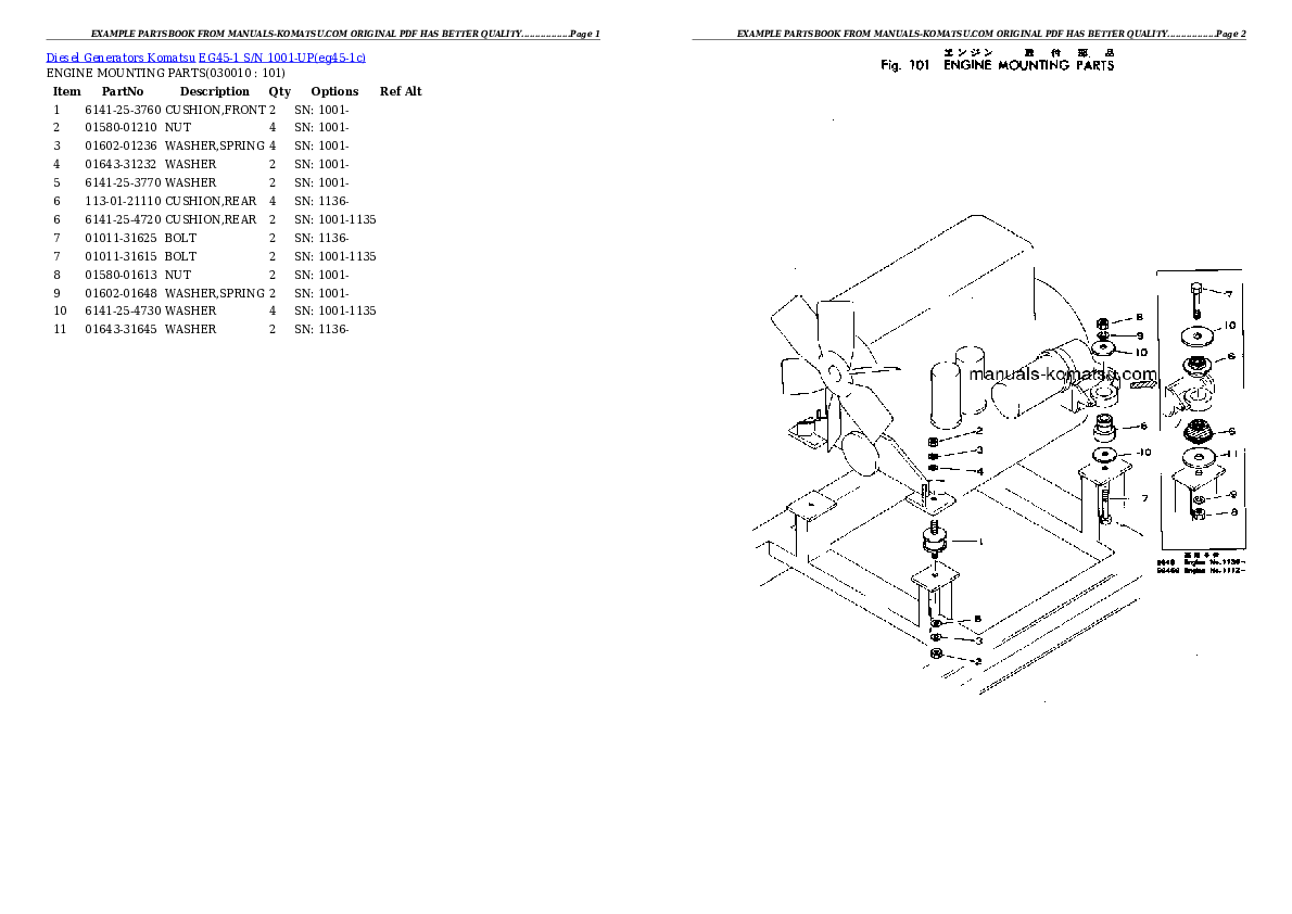 EG45-1 S/N 1001-UP Partsbook