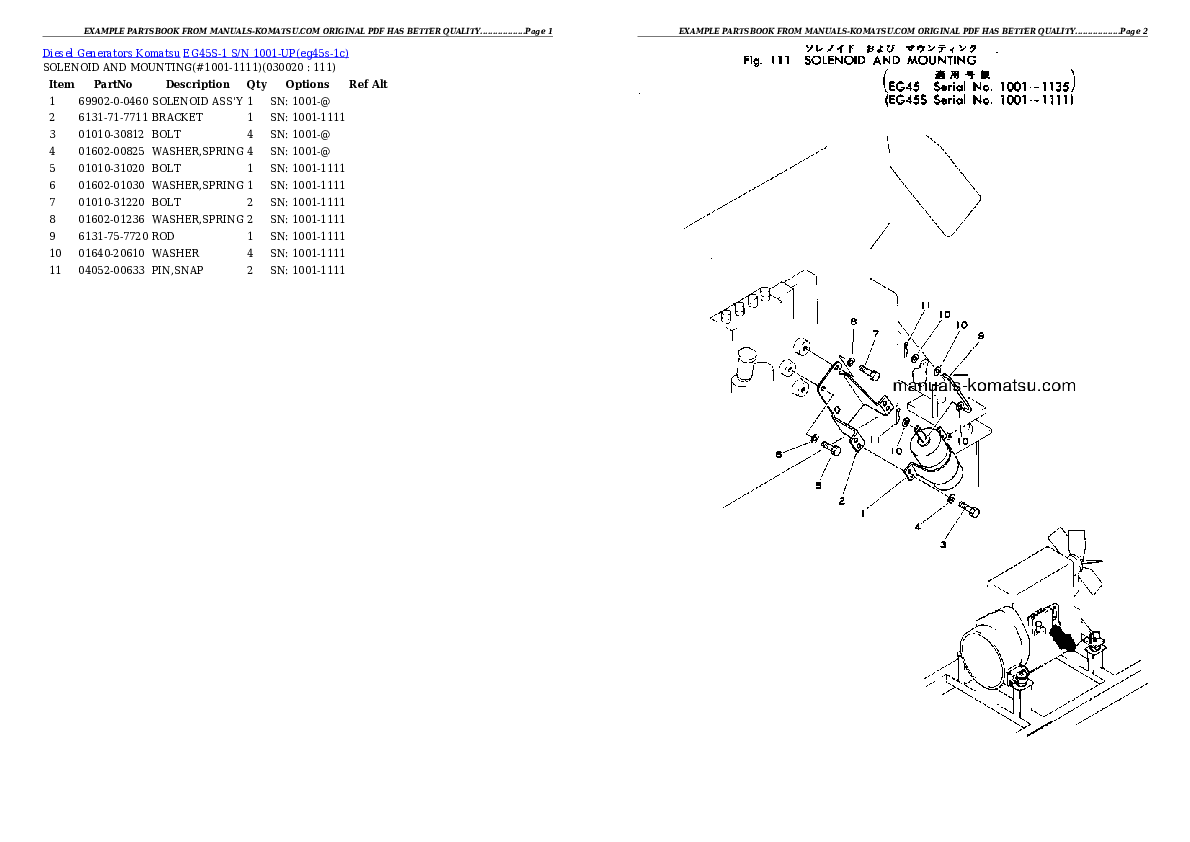 EG45S-1 S/N 1001-UP Partsbook