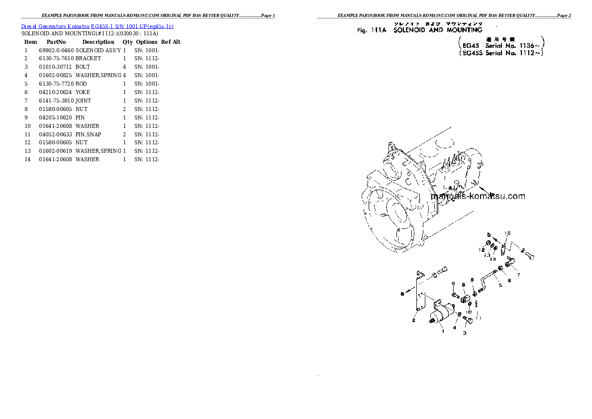 EG45S-1 S/N 1001-UP Partsbook