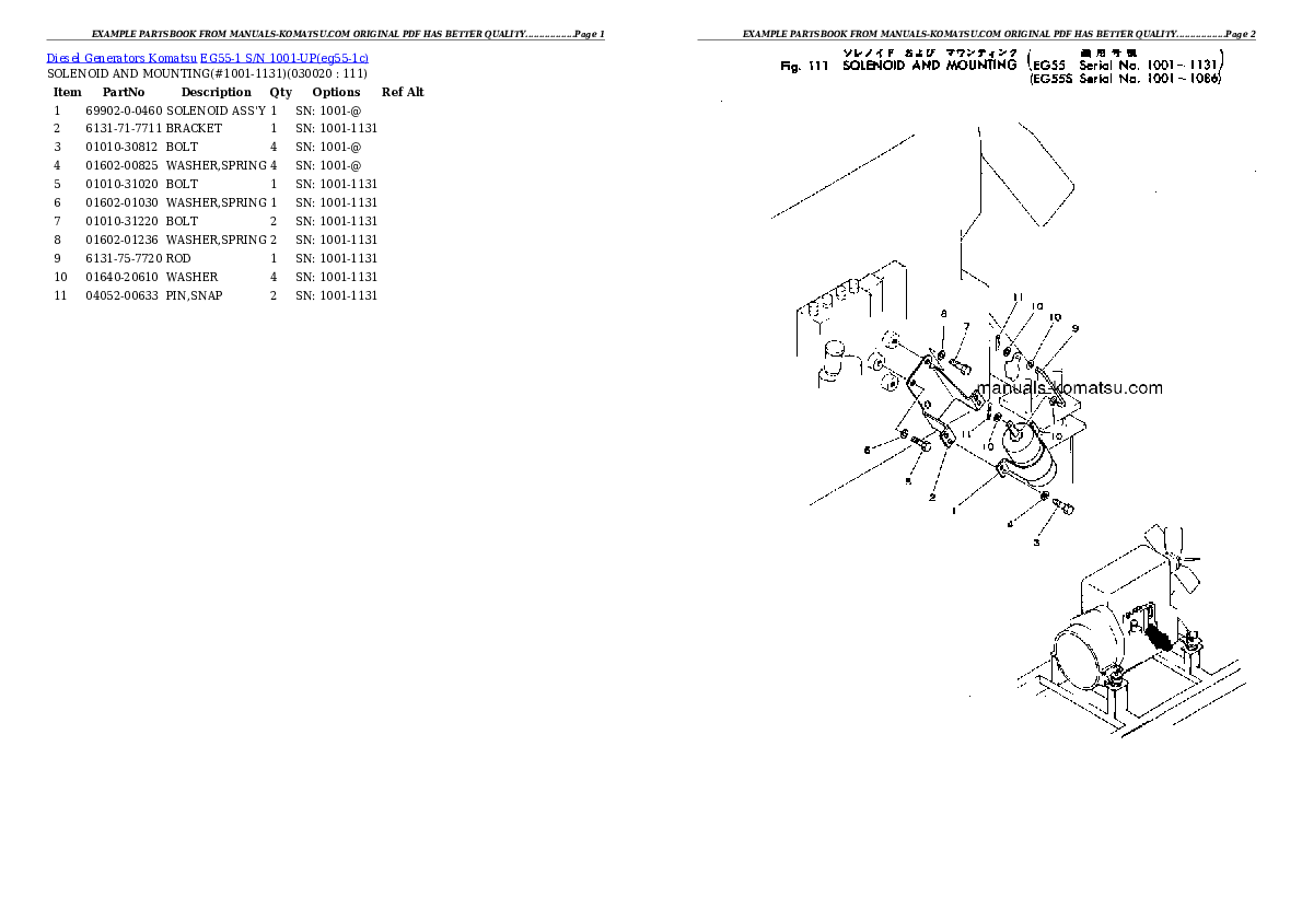 EG55-1 S/N 1001-UP Partsbook