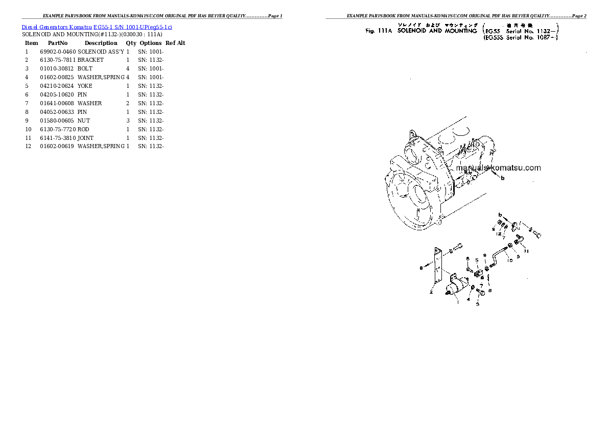 EG55-1 S/N 1001-UP Partsbook