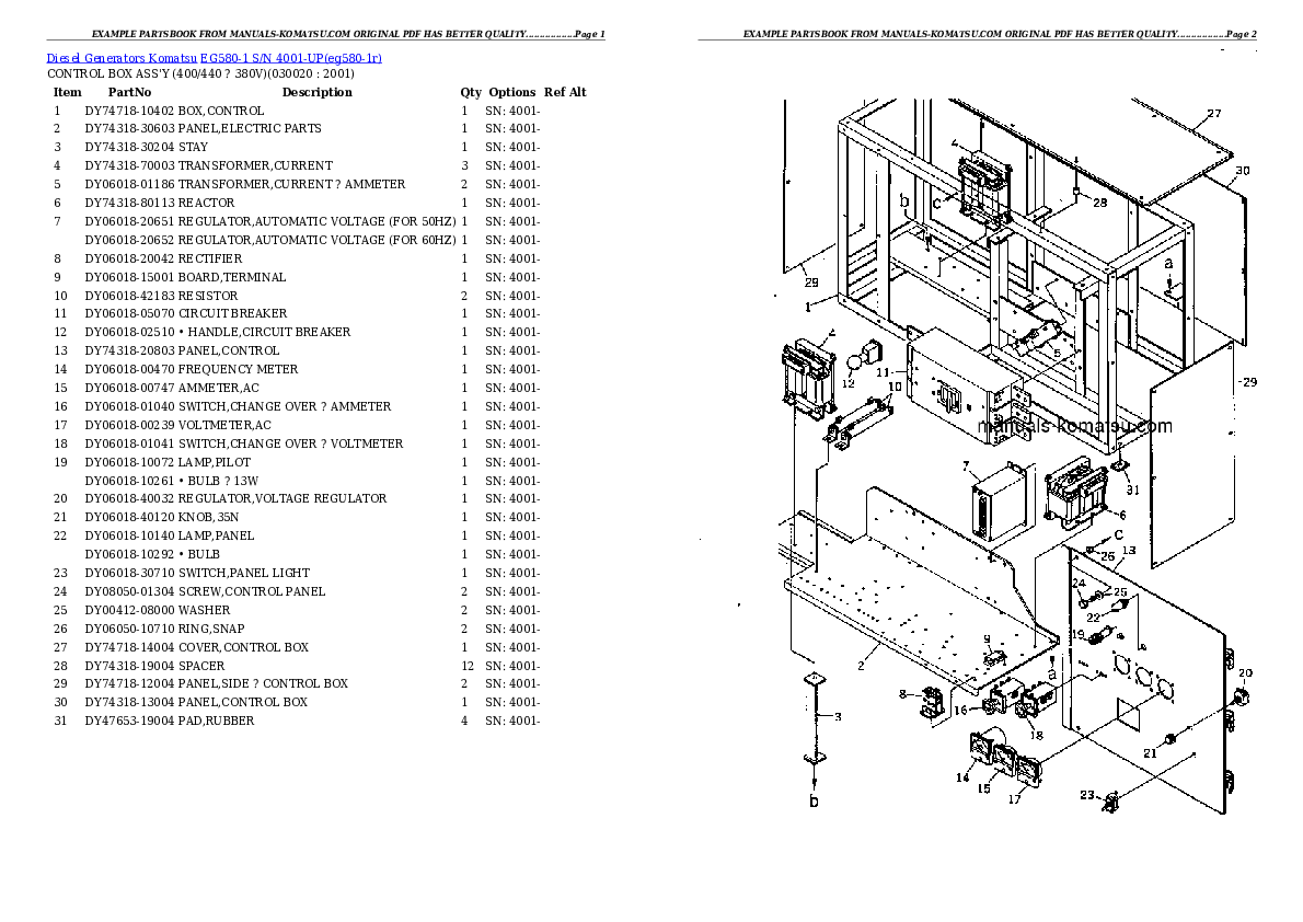 EG580-1 S/N 4001-UP Partsbook