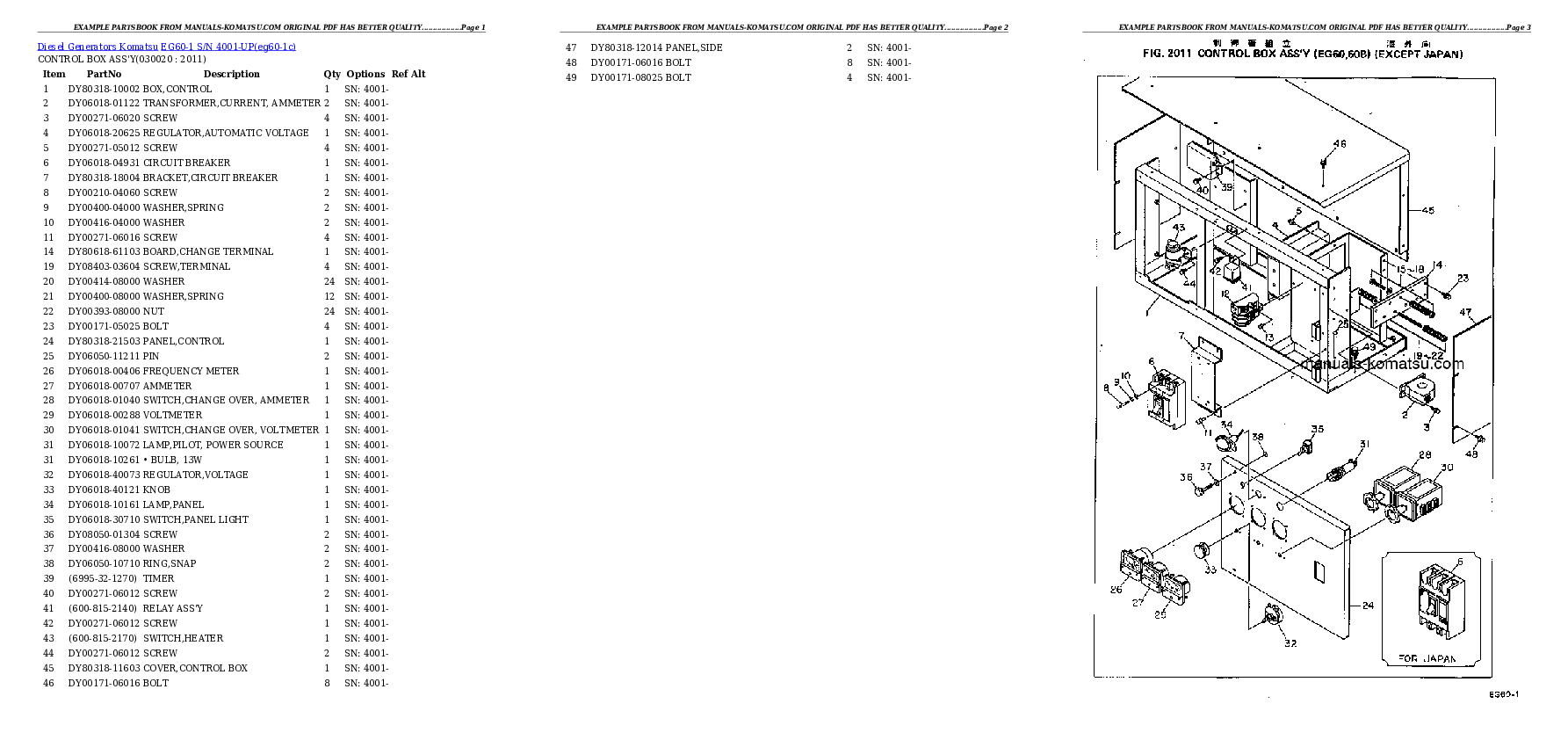 EG60-1 S/N 4001-UP Partsbook