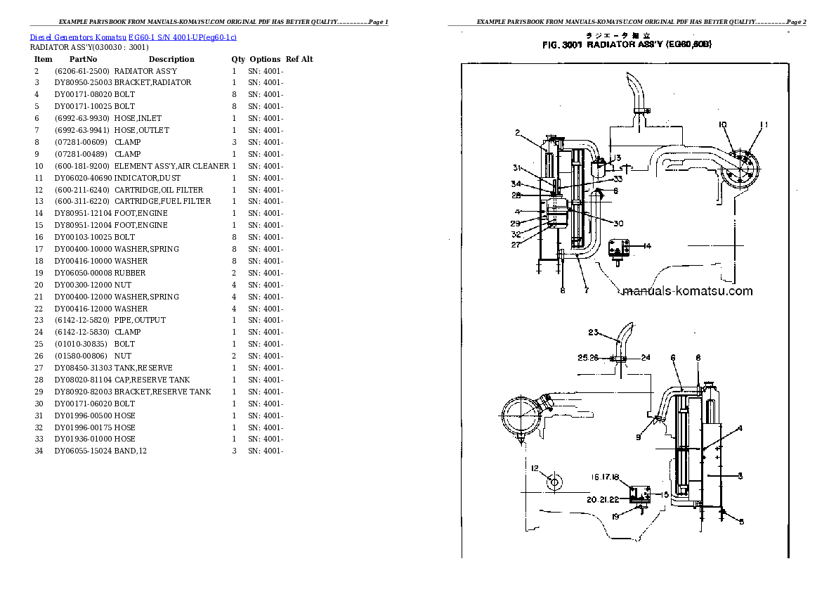 EG60-1 S/N 4001-UP Partsbook