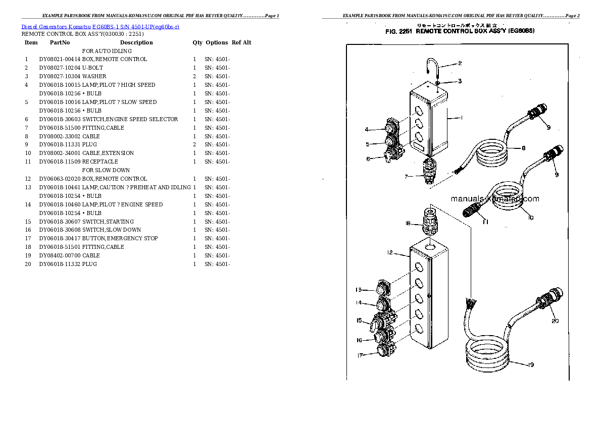 EG60BS-1 S/N 4501-UP Partsbook