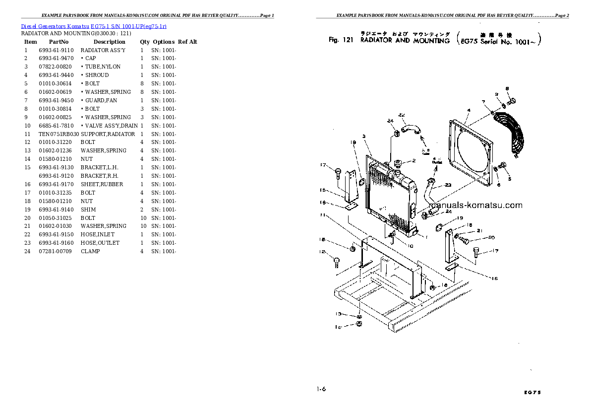 EG75-1 S/N 1001-UP Partsbook