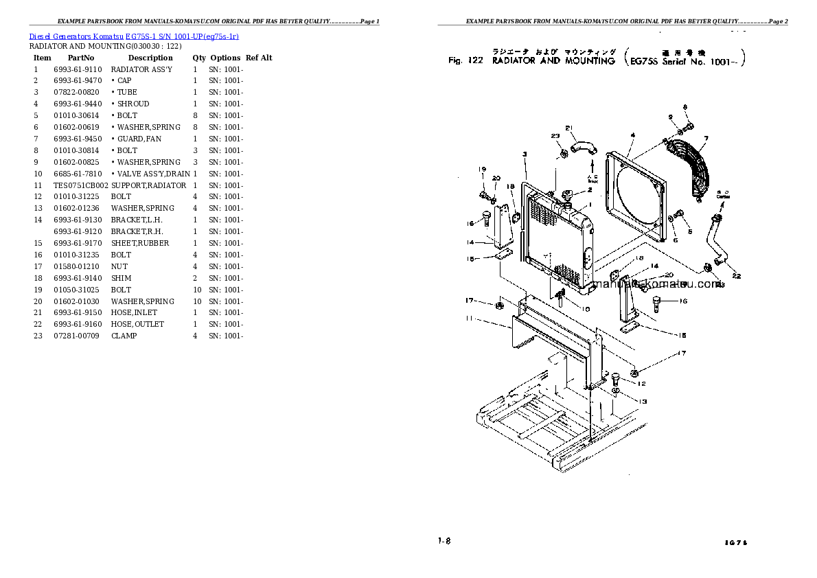 EG75S-1 S/N 1001-UP Partsbook