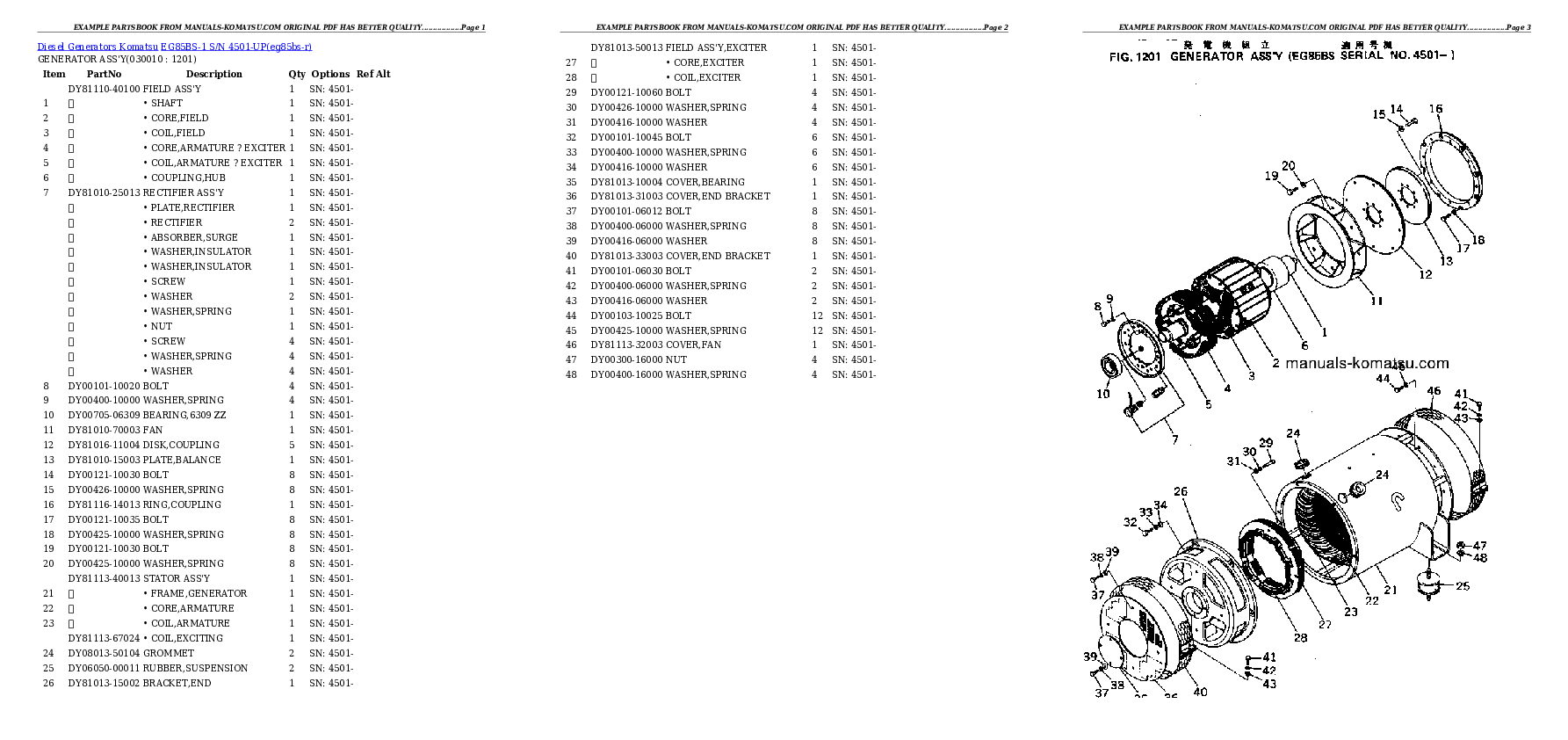 EG85BS-1 S/N 4501-UP Partsbook