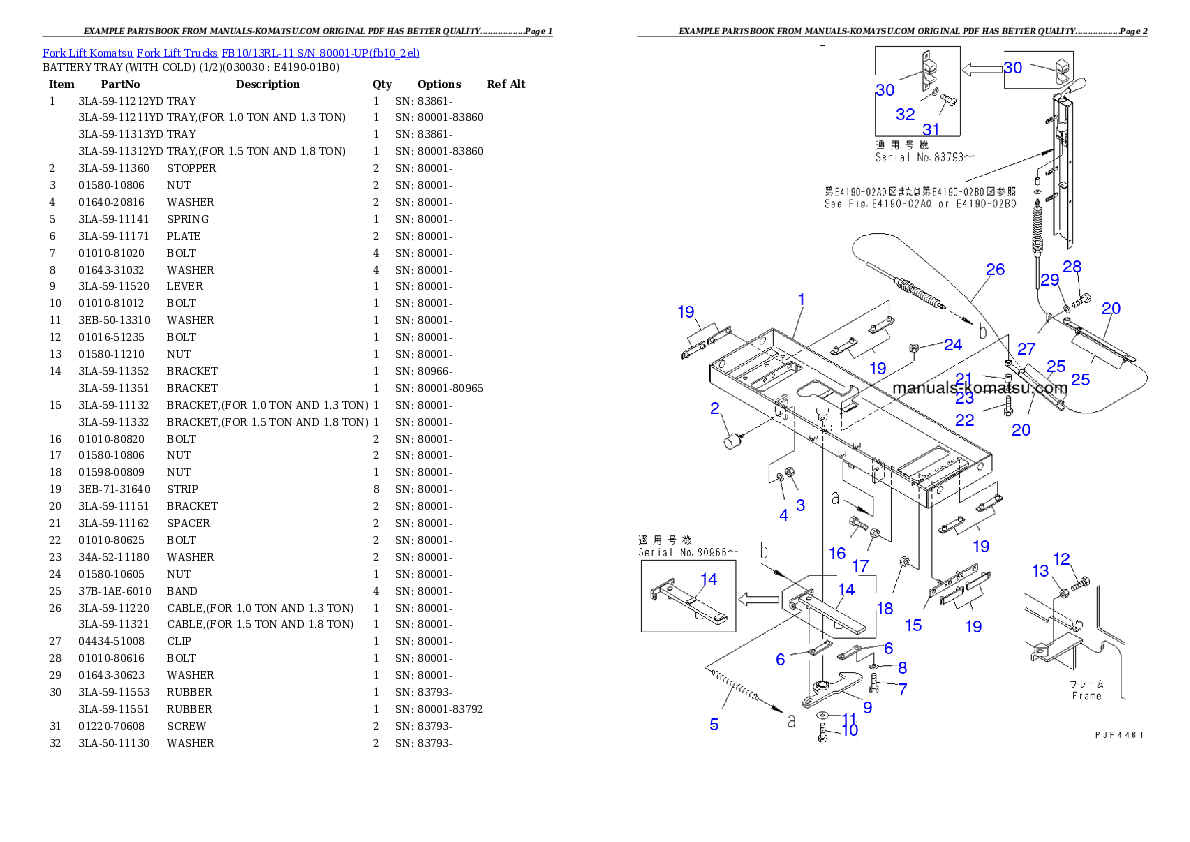 FB10/13RL-11 S/N 80001-UP Partsbook