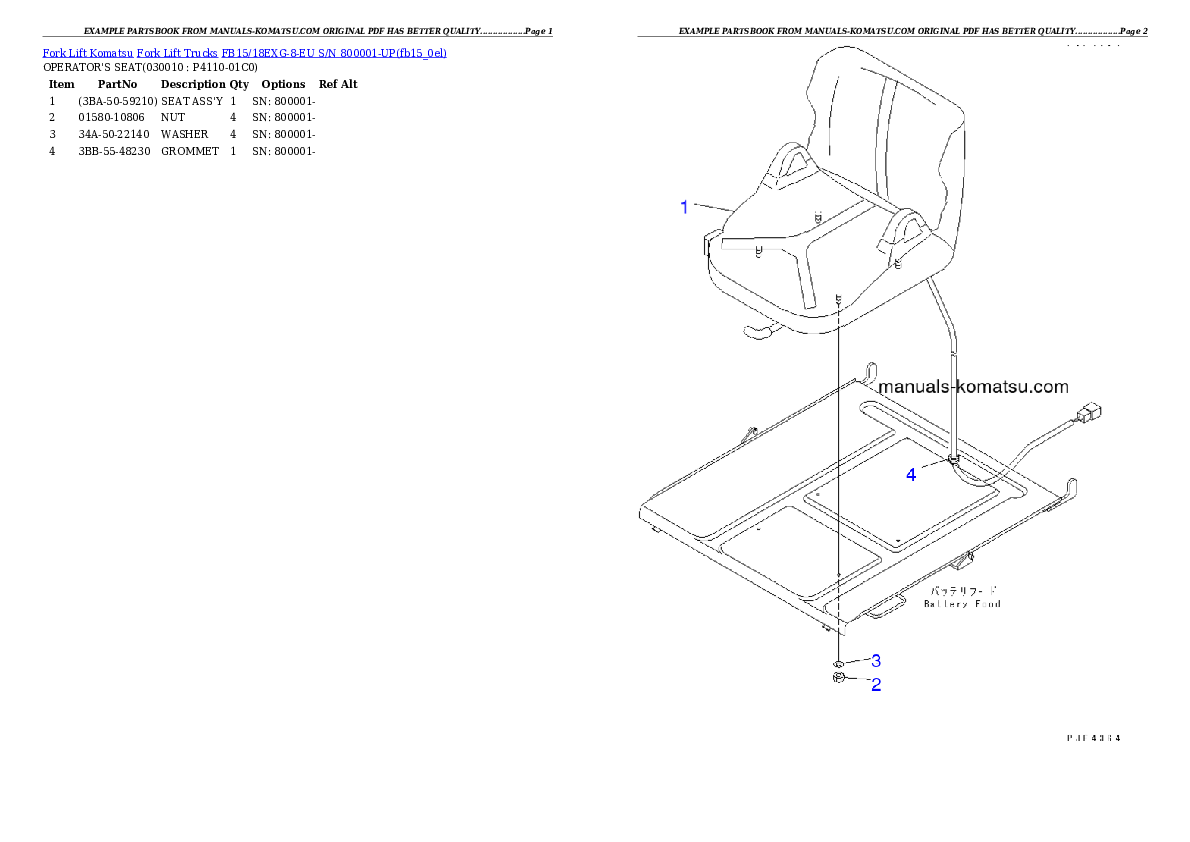 FB15/18EXG-8-EU S/N 800001-UP Partsbook