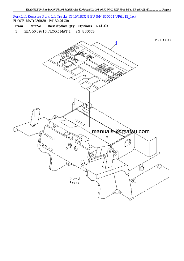 FB15/18EX-8-EU S/N 800001-UP Partsbook