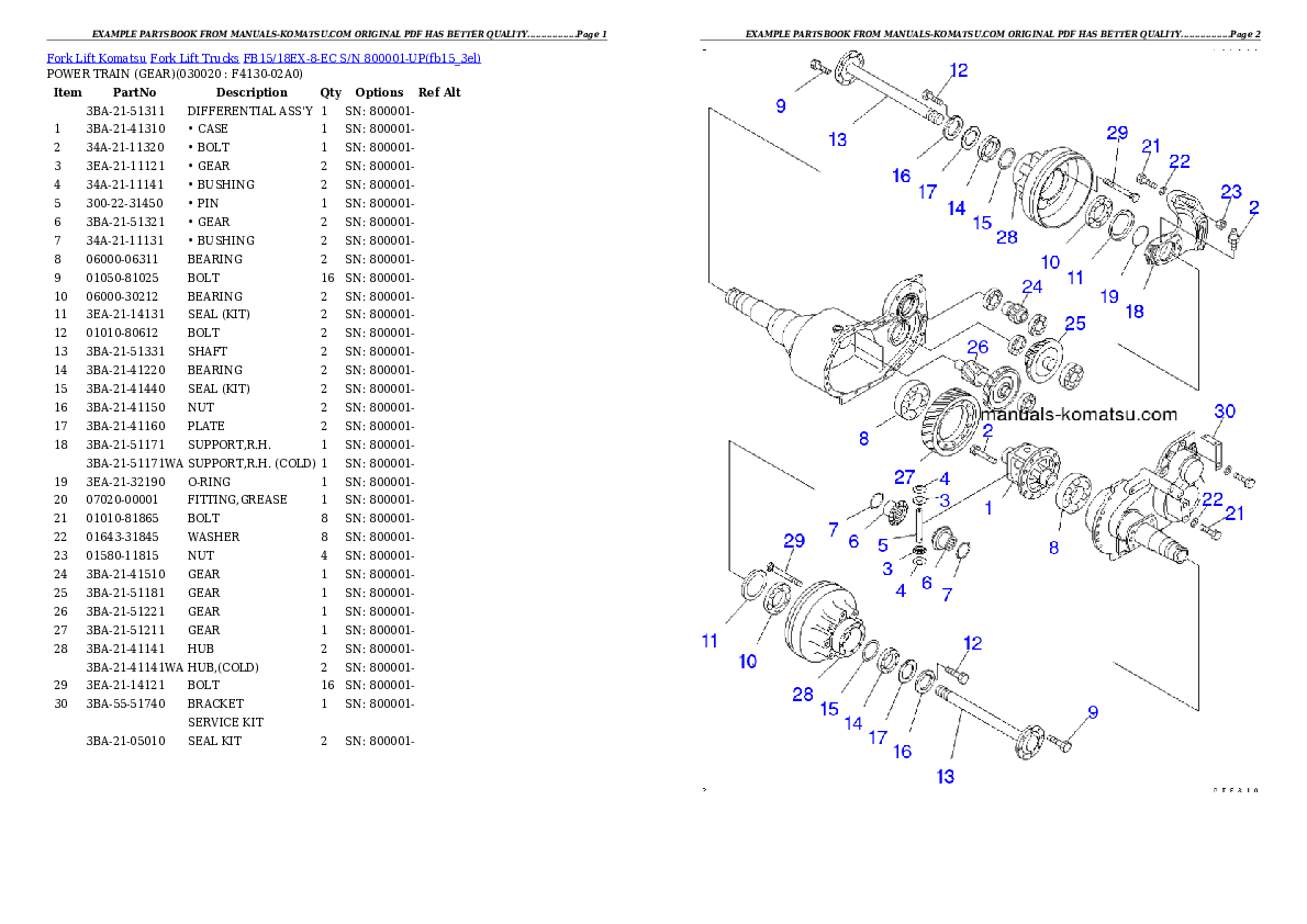 FB15/18EX-8-EC S/N 800001-UP Partsbook