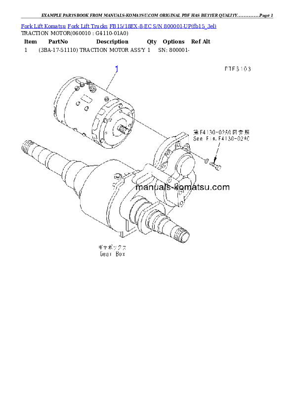 FB15/18EX-8-EC S/N 800001-UP Partsbook