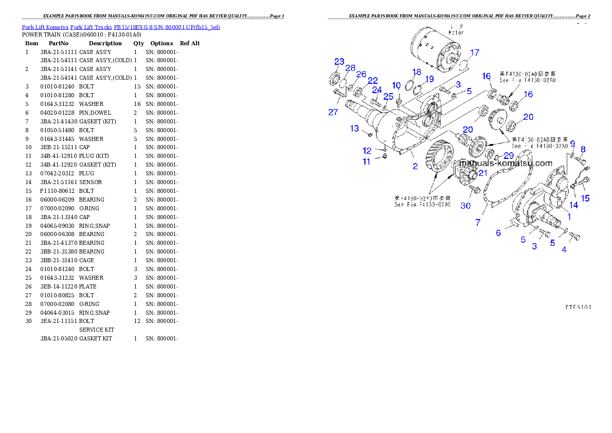 FB15/18EXG-8 S/N 800001-UP Partsbook
