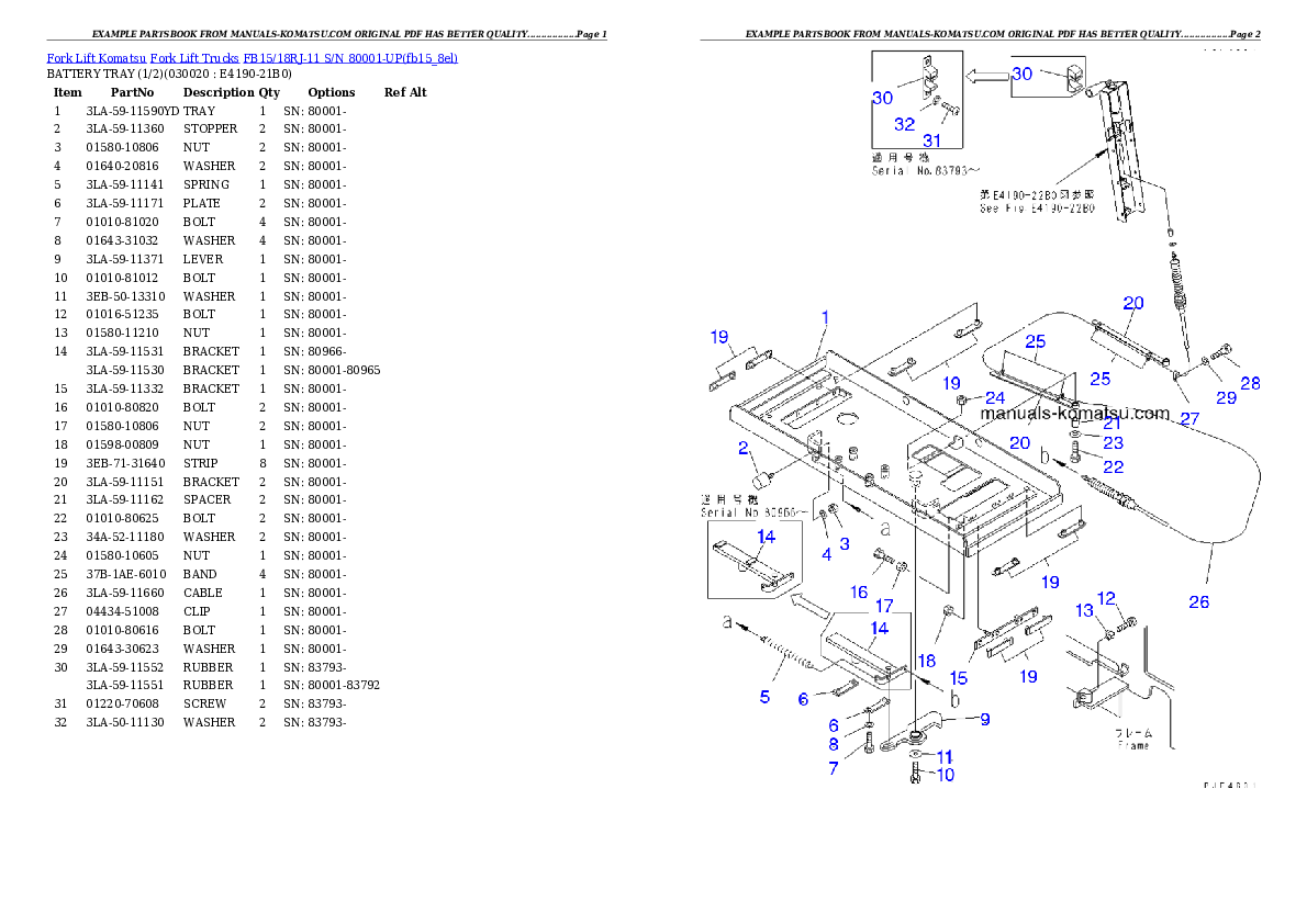 FB15/18RJ-11 S/N 80001-UP Partsbook