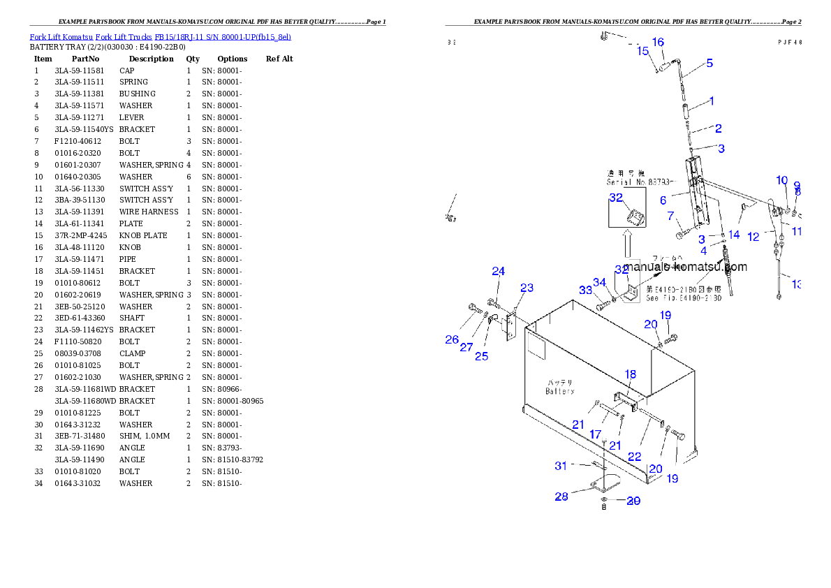 FB15/18RJ-11 S/N 80001-UP Partsbook