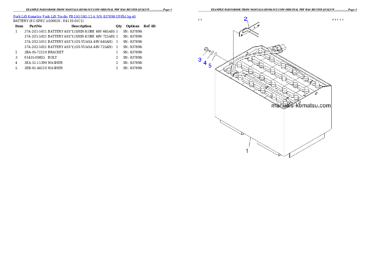 FB15G/18G-12-A S/N 837898-UP Partsbook