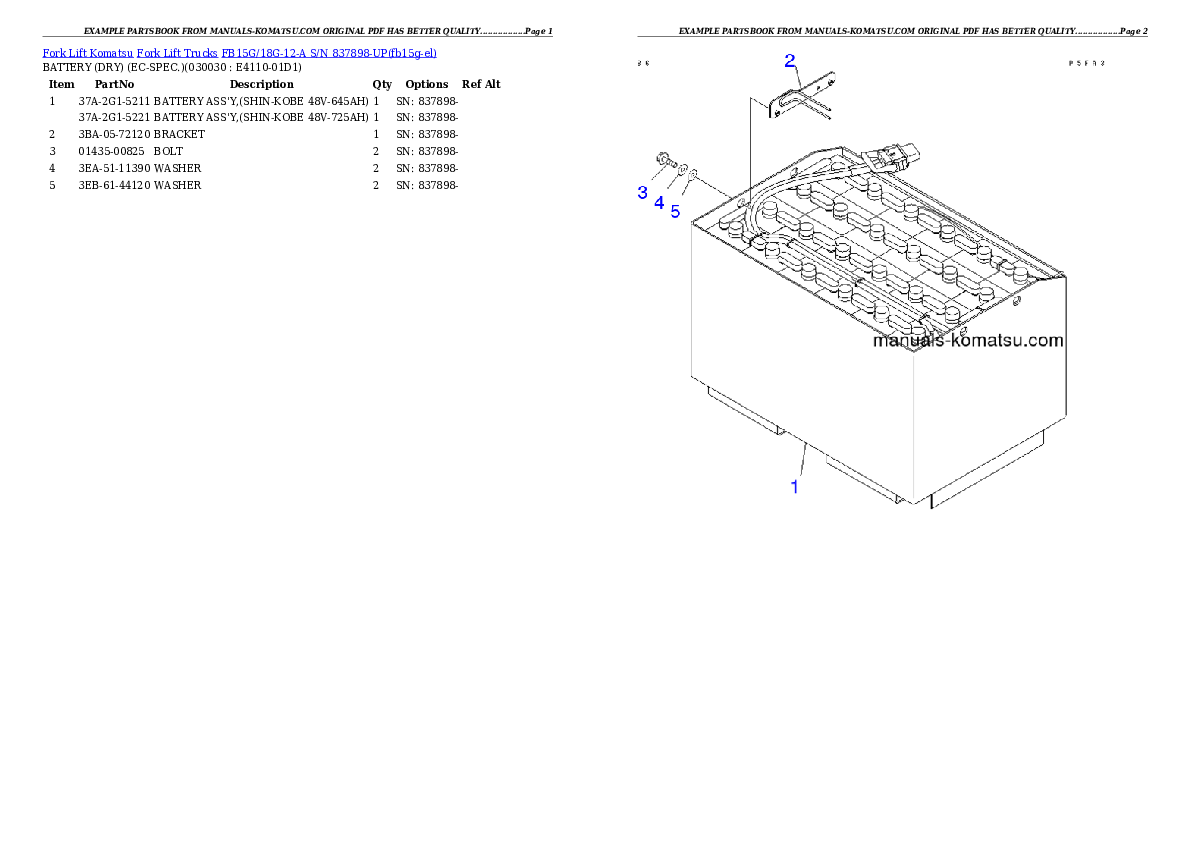 FB15G/18G-12-A S/N 837898-UP Partsbook