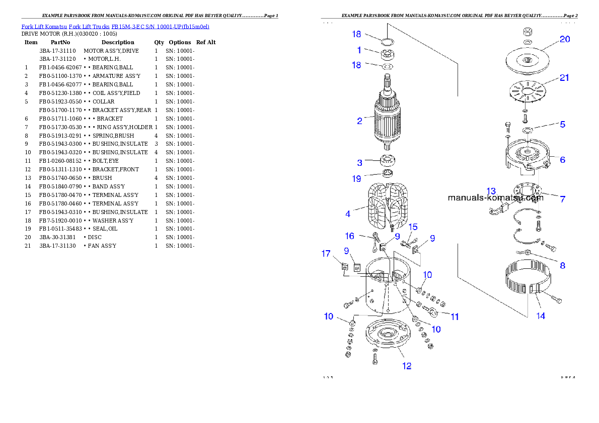 FB15M-3-EC S/N 10001-UP Partsbook