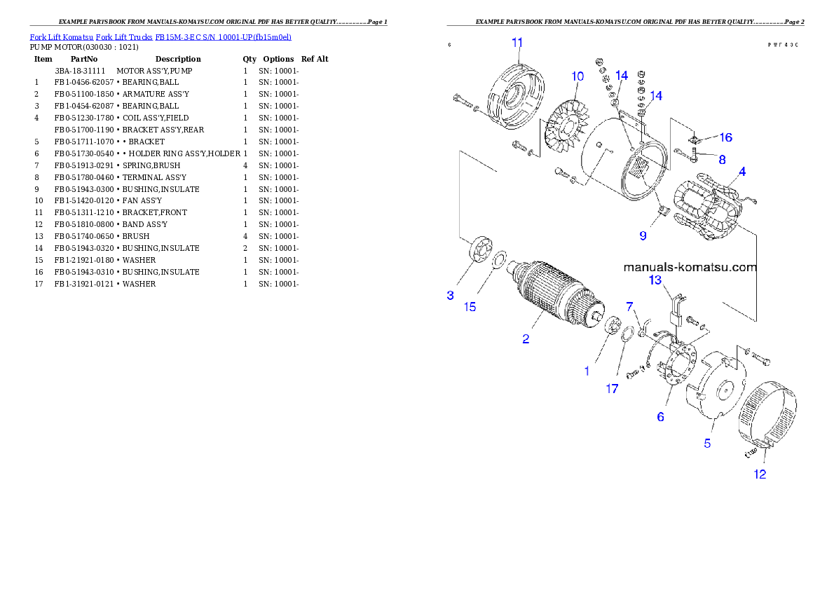 FB15M-3-EC S/N 10001-UP Partsbook