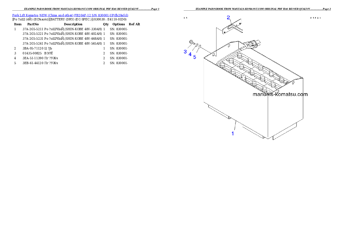 FB20AF-12 S/N 830001-UP Partsbook