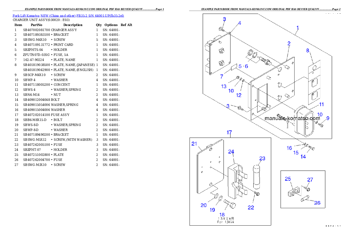 FB35-2 S/N 64001-UP Partsbook