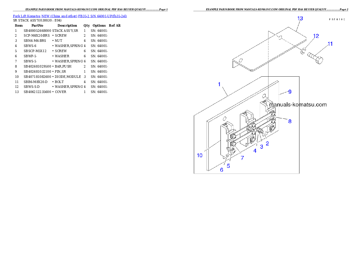 FB35-2 S/N 64001-UP Partsbook