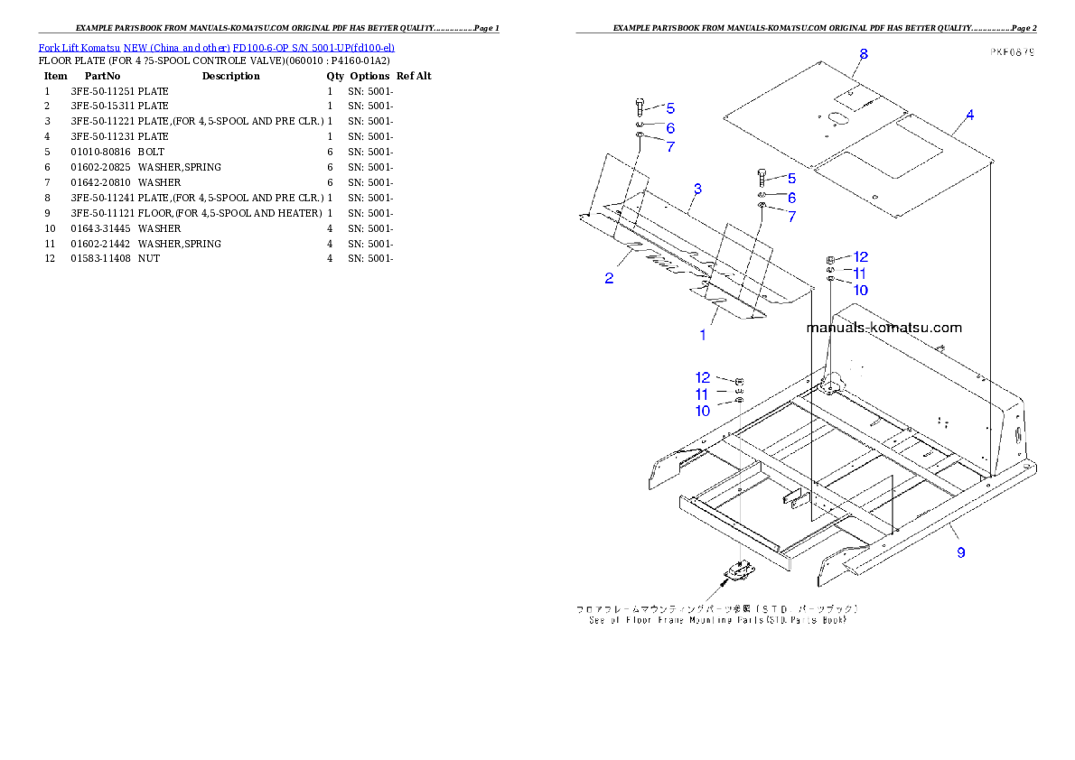 FD100-6-OP S/N 5001-UP Partsbook