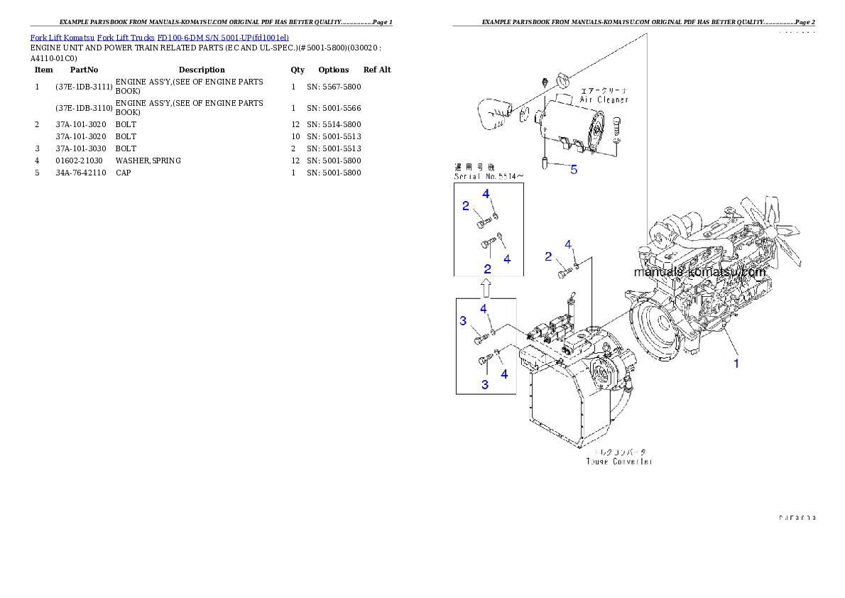 FD100-6-DM S/N 5001-UP Partsbook