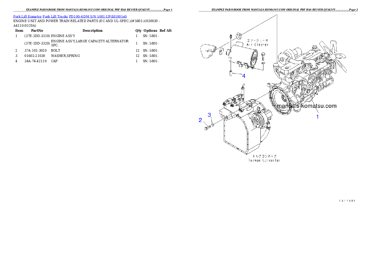 FD100-6-DM S/N 5001-UP Partsbook