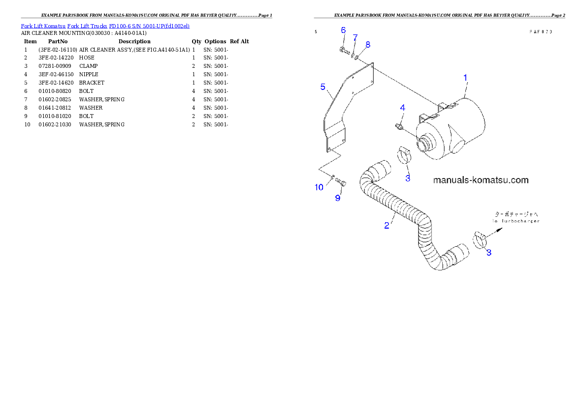 FD100-6 S/N 5001-UP Partsbook