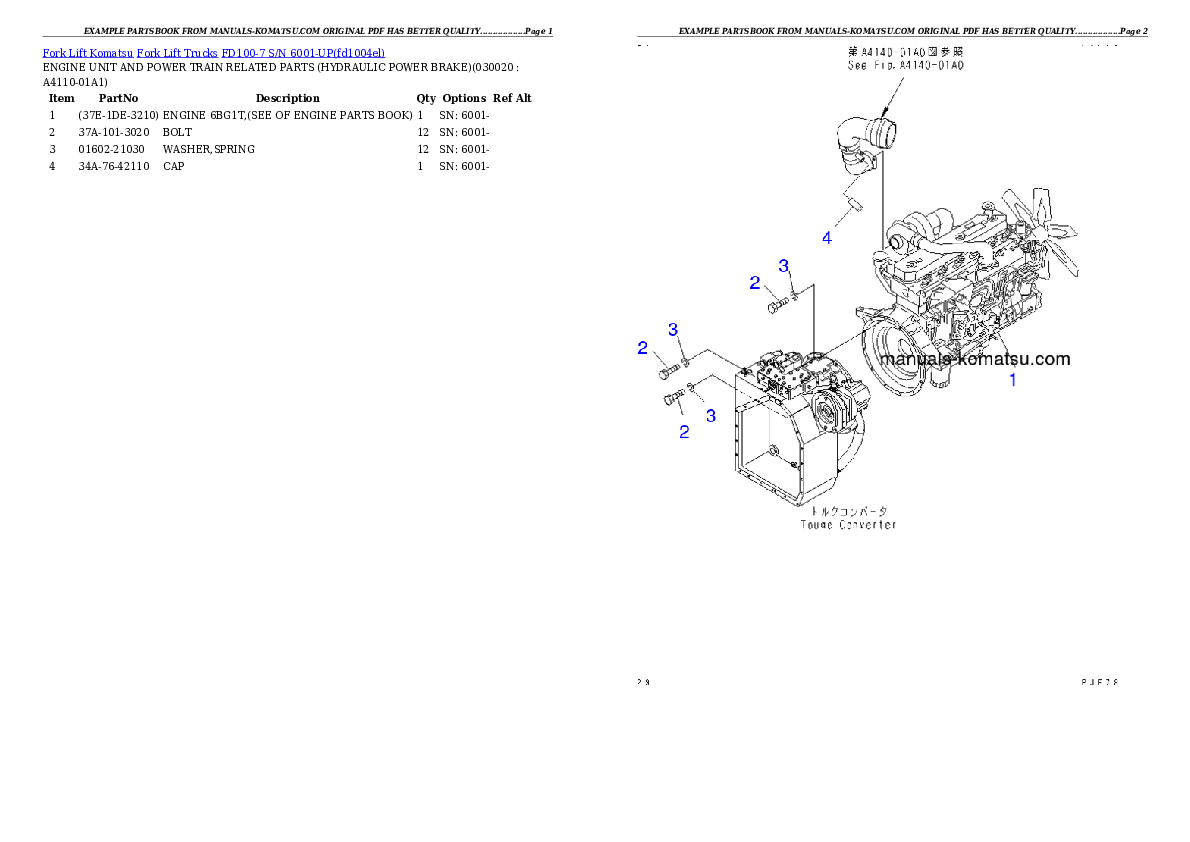 FD100-7 S/N 6001-UP Partsbook