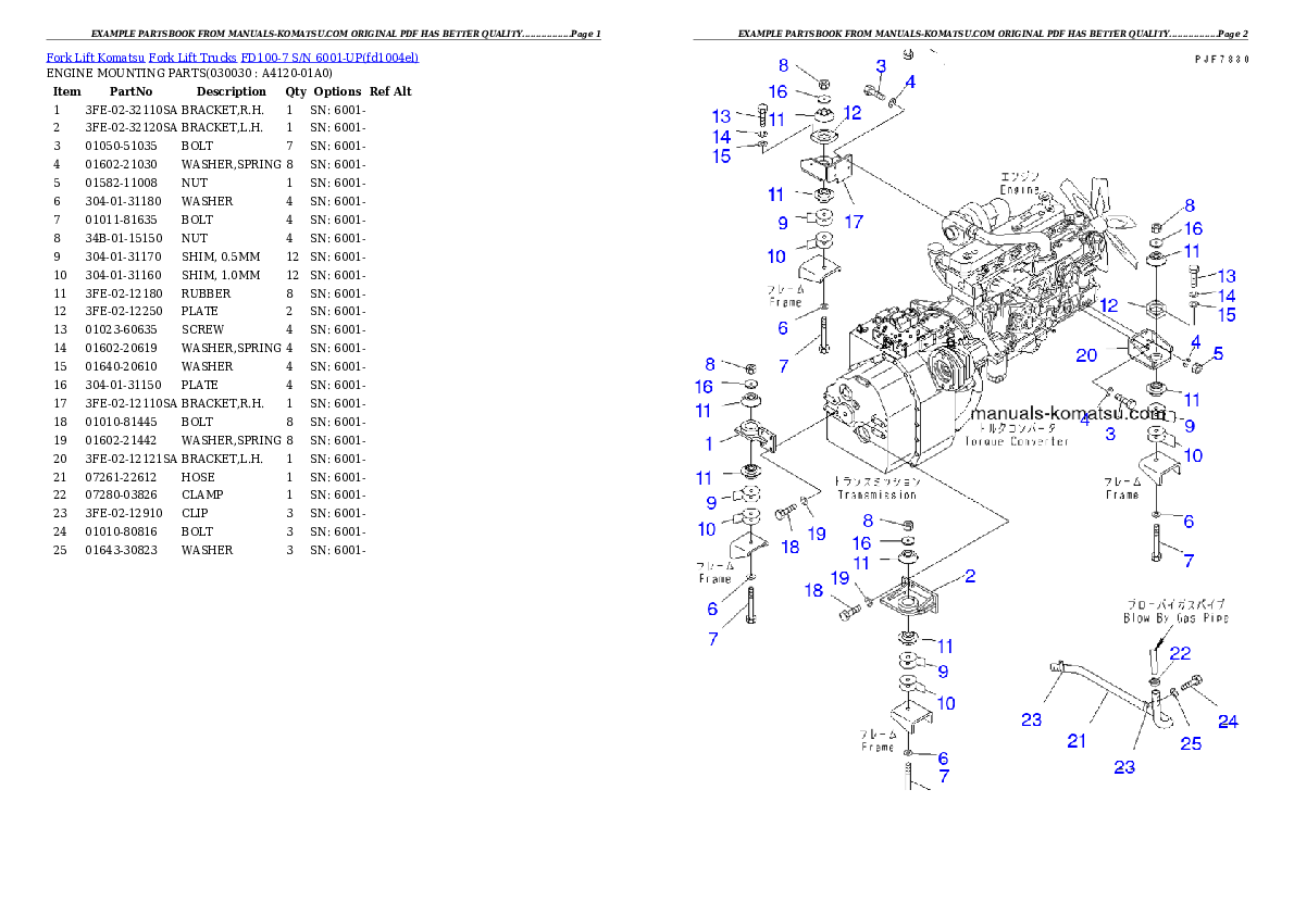 FD100-7 S/N 6001-UP Partsbook