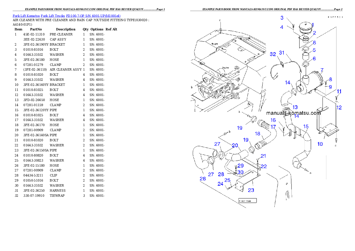 FD100-7-OP S/N 6001-UP Partsbook