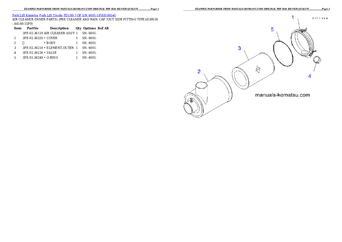 FD100-7-OP S/N 6001-UP Partsbook