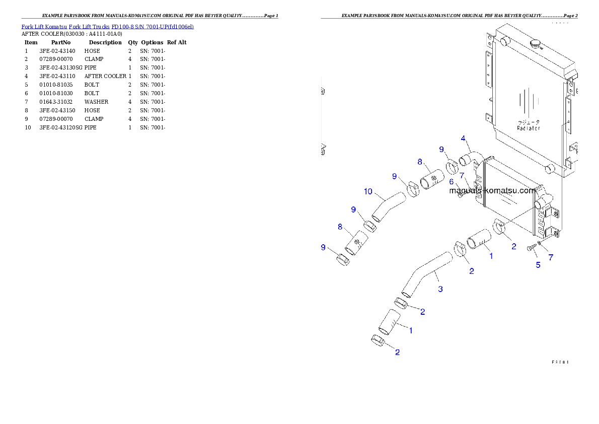 FD100-8 S/N 7001-UP Partsbook