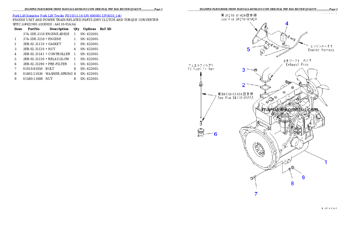 FD10L-15L-AT S/N 600001-UP Partsbook