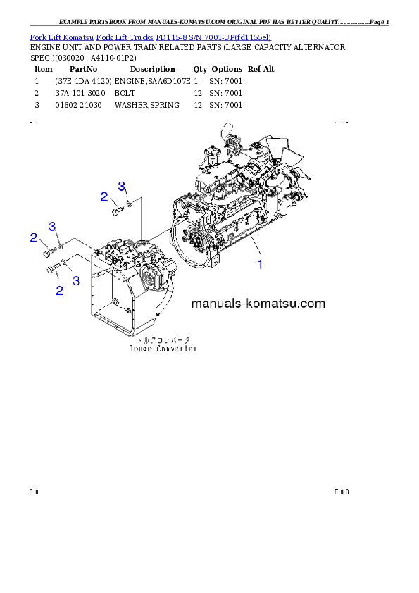 FD115-8 S/N 7001-UP Partsbook