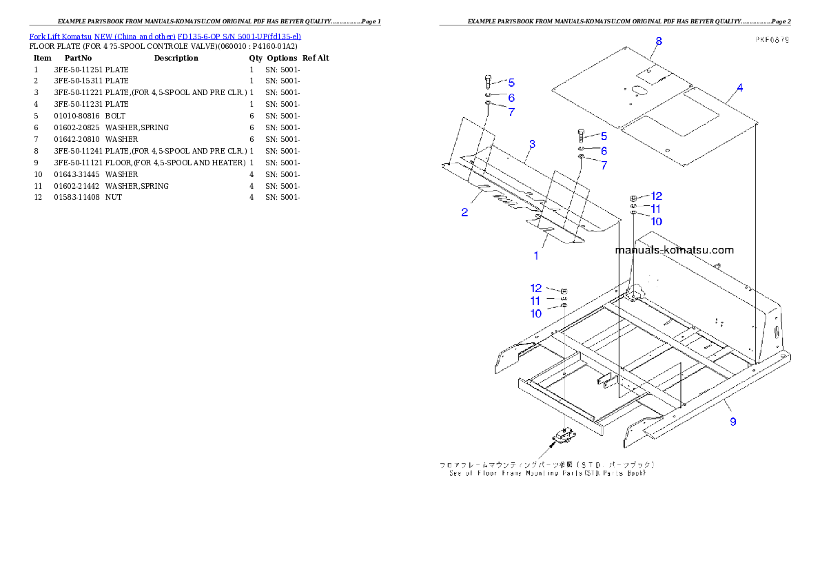 FD135-6-OP S/N 5001-UP Partsbook