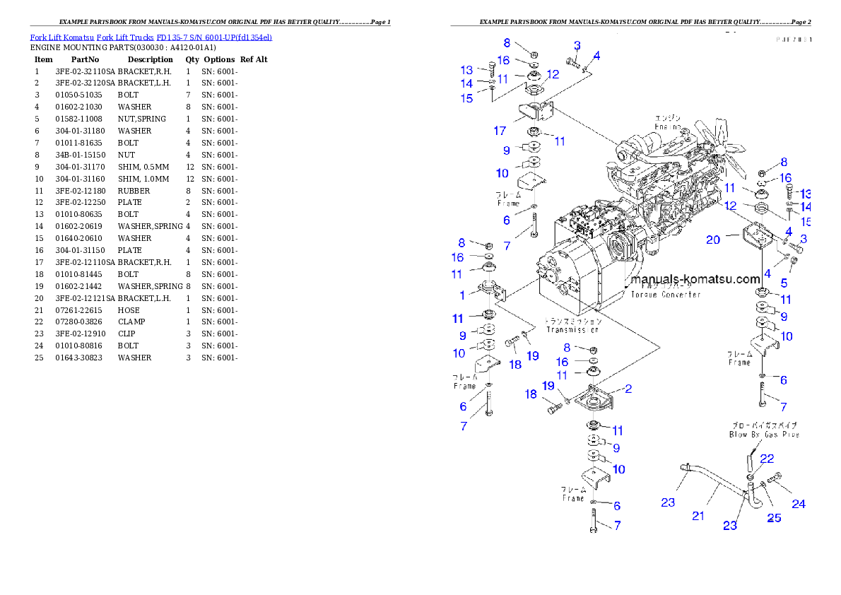 FD135-7 S/N 6001-UP Partsbook