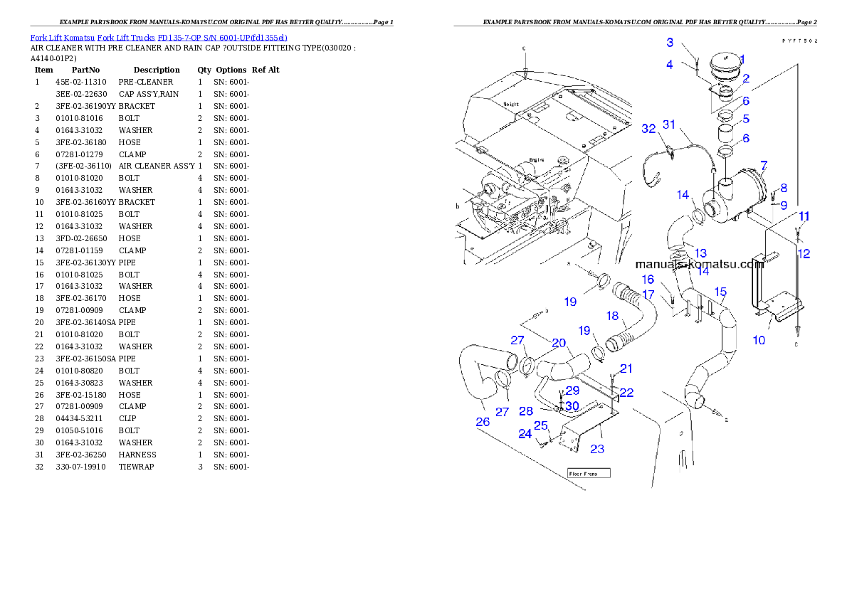 FD135-7-OP S/N 6001-UP Partsbook